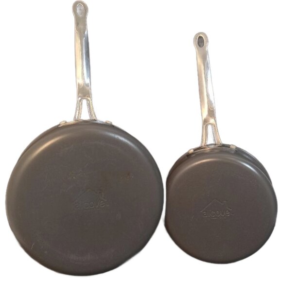 Alcove Cookware Sauce Pan Pots Green Gray Long Silver Handles Small 7" Medium 8" - Picture 2 of 6